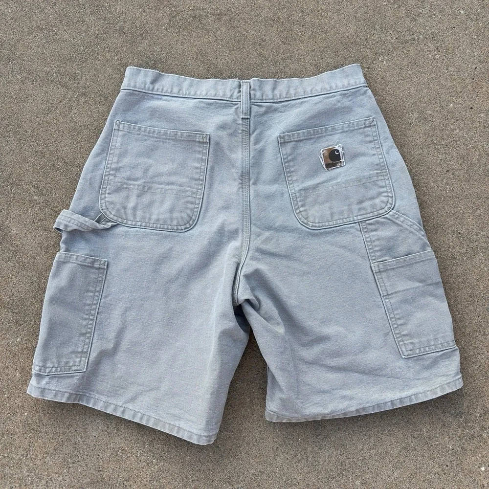 VTG Carhartt B25 DES Duck Canvas Carpenter Cargo Beige Shorts Men's Size 30 (28)